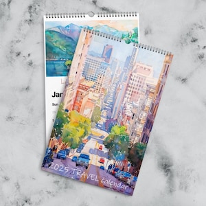 Calendar 2025 Cityscape Travel Calendar Monthly Calendar 12 Month Calendar Travel Gifts Art Office Wall Decor by FeelingPrints
