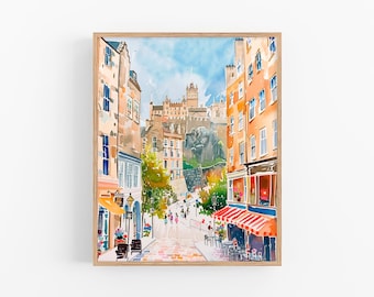 Edinburgh Aquarell Kunstdruck Schottland Stadtansicht Malerei Reise Kunst Poster Geschenke von FeelingPrints