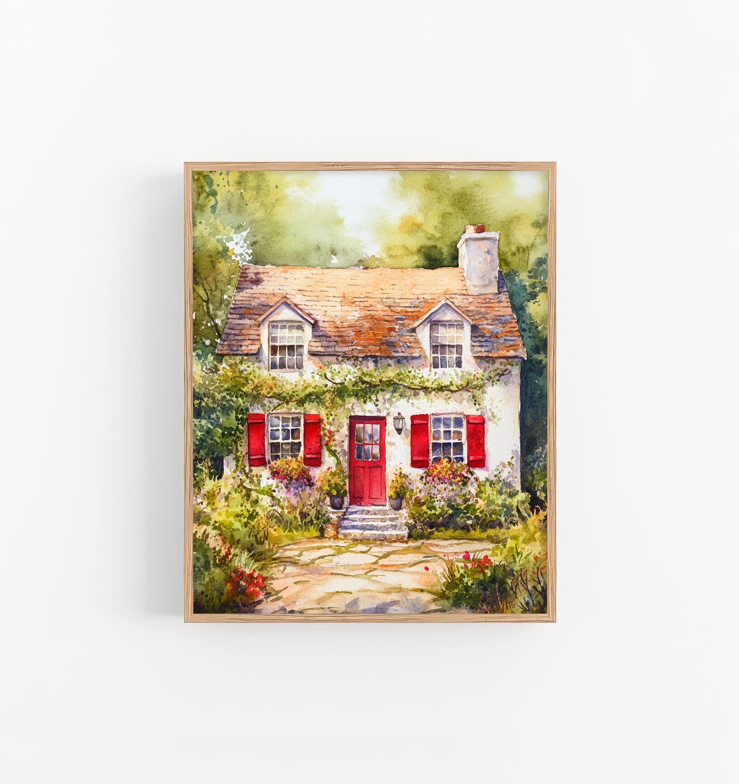 Irish Cottage Watercolor Painting Ireland Countryside Art Print House Portrait Art Poster by FeelingPrints