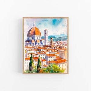 Florence Cityscape Watercolor Painting Italian Cityscape Painting Travel Gifts by FeelingPrints