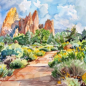 Garden Of Gods Watercolor Painting Colorado Landscape Watercolor Art Print Travel Gifts by FeelingPrints