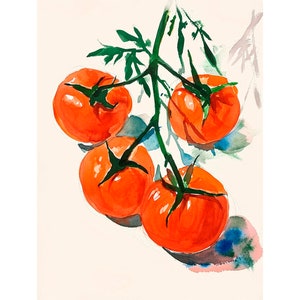 Impresión artística de acuarela de tomates, arte de cocina, impresión artística de comida, impresión artística de pared de cocina de FeelingPrints