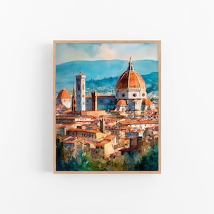Florence Watercolor Art Print Italian Cityscape Trave Painting Travel Gift Wall Decor by FeelingPrints
