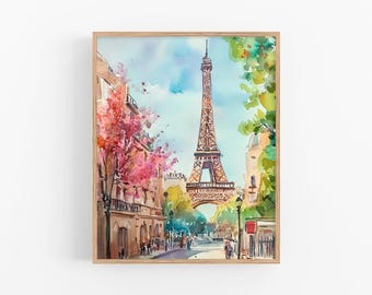 Pintura de acuarela de la ciudad de París Impresión artística de acuarela de la Torre Eiffel Obra de arte de la ciudad de París Póster de arte de viaje Regalos de FeelingPrints