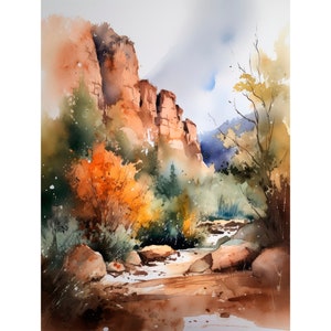 Colorado Springs Painting Landscape Watercolor Art Print Colorado Mountains Wall Art Posters Travel Gifts by FeelingPrints