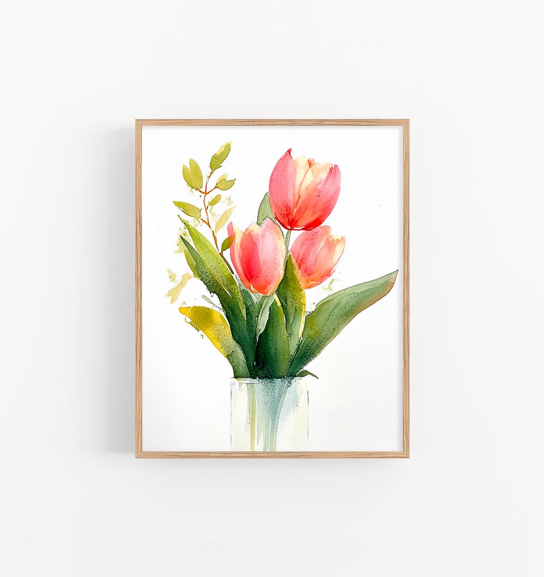 Tulip Flowers Watercolor Art Print Floral Wall Decor Spring Gift by ...
