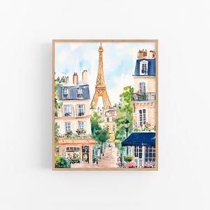 Paris Watercolor Painting Eiffel Tower Watercolor Art Print Paris Cityscape Wall Art Print Travel Gifts by FeelingPrints