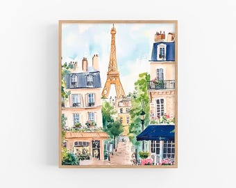 Pintura de acuarela de París Impresión artística de acuarela de la Torre Eiffel Impresión de arte mural del paisaje urbano de París Regalos de viaje de FeelingPrints