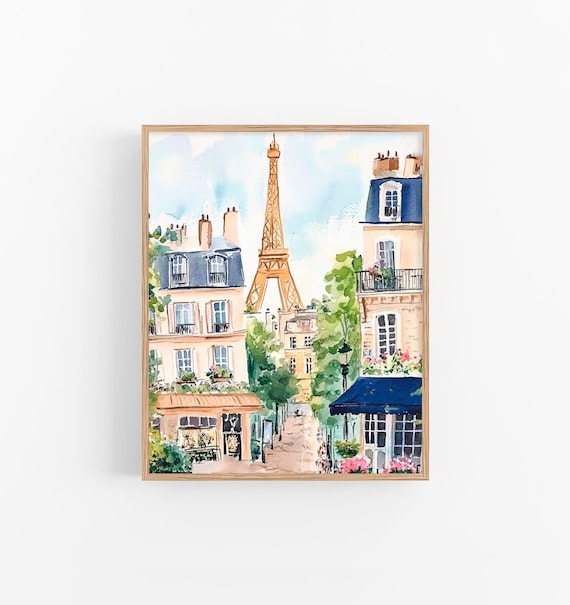 Paris Watercolor Painting Eiffel Tower Watercolor Art Print Paris Cityscape Wall Art Print Travel Gifts by FeelingPrints