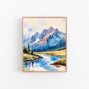 Rocky Mountains Watercolor Art Print Colorado Landscape Art Paintings Mountains Wall Art Print Travel Gifts by FeelingPrints