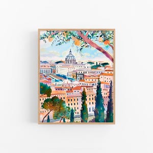 Rome Art Print Roma Watercolor Painting Italian Cityscape Wall Art Decor by FeelingPrints