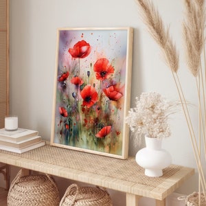 Red Poppy Watercolor Art Print Floral Artwork Flowers Watercolor Art - Etsy