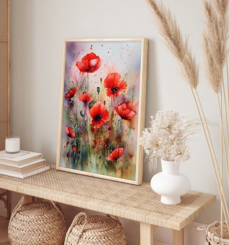 Red Poppy Watercolor Art Print Floral Artwork Flowers Watercolor Art - Etsy