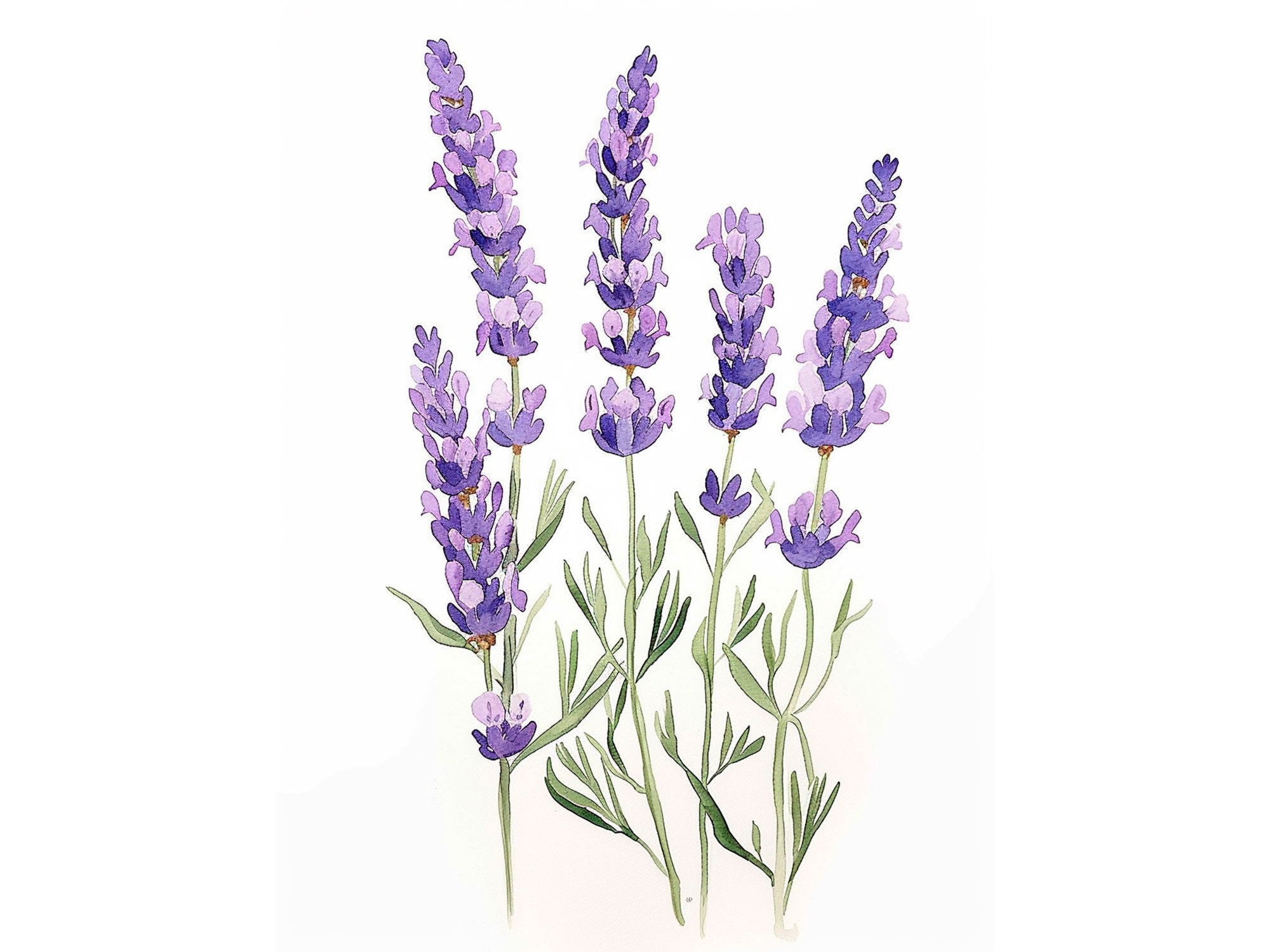 ラベンダーの花の水彩画アートプリント トスカーナの花の絵画 花柄