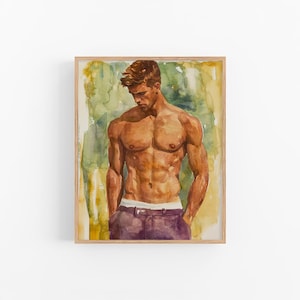 Gay Body Watercolor Painting Male Bodies Watercolor Art Print Gay Boy Wall Art Decor Gift by FeelingPrints