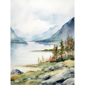 Scottish Highlands Painting Scotland Landscape Watercolor Art Print Lake District Artwork