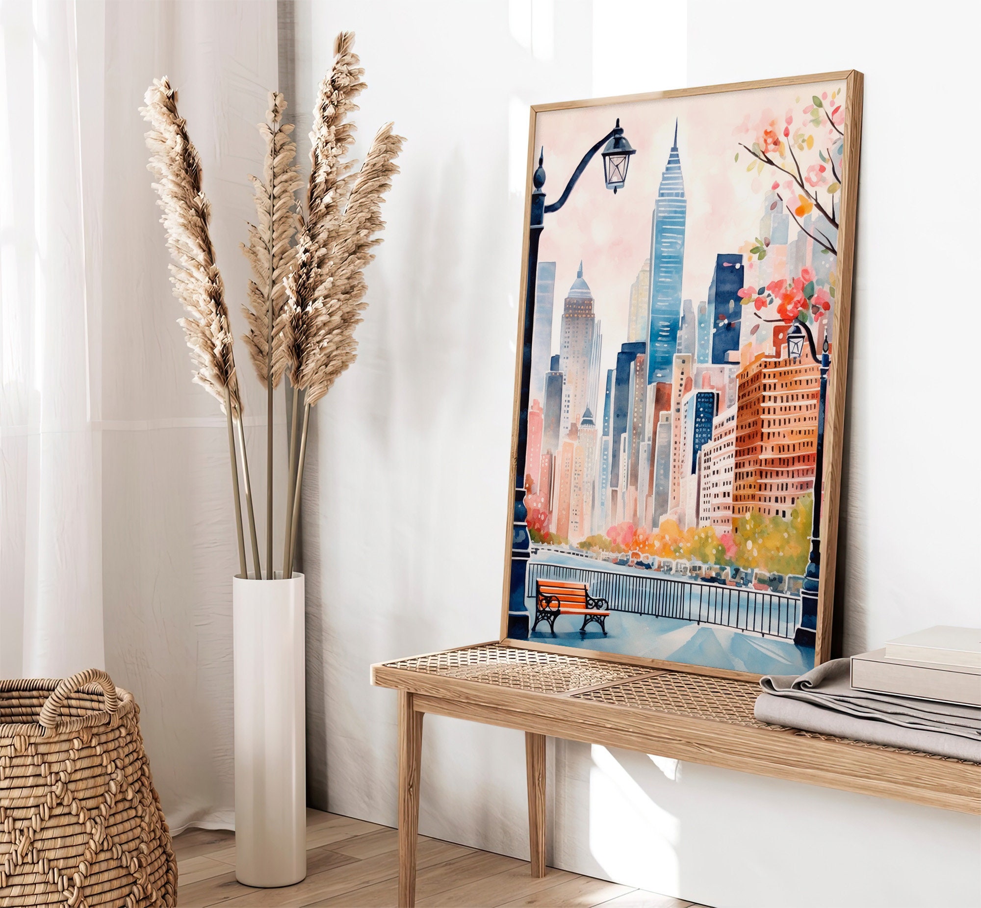 New York City Art Print Painting Cityscape Watercolor Art Print Travel ...