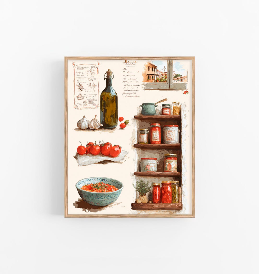 italian kitchen wall decor | kitchen wall art set of... Italian Kitchen Wall Art Watercolor Pantry Illustration Art Print on ...