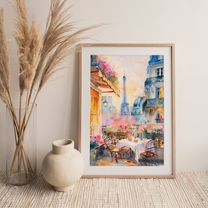 Paris Breakfast Cityscape Watercolor Art Print Paris Cafe Watercolor Art Cityscape Artwork Travel Art Poster by FeelingPrints image 6