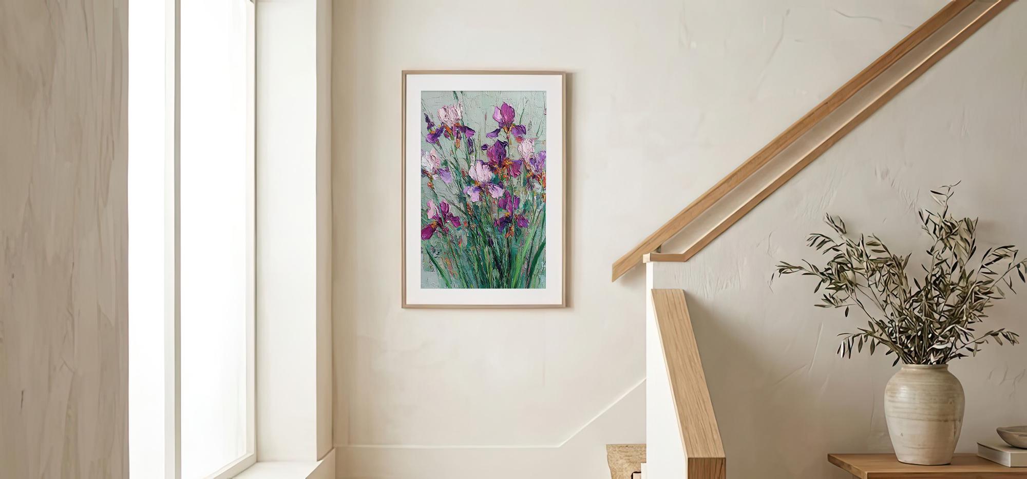 Iris Painting Art Print Purple Flowers Impasto Artwork Wall Art ...