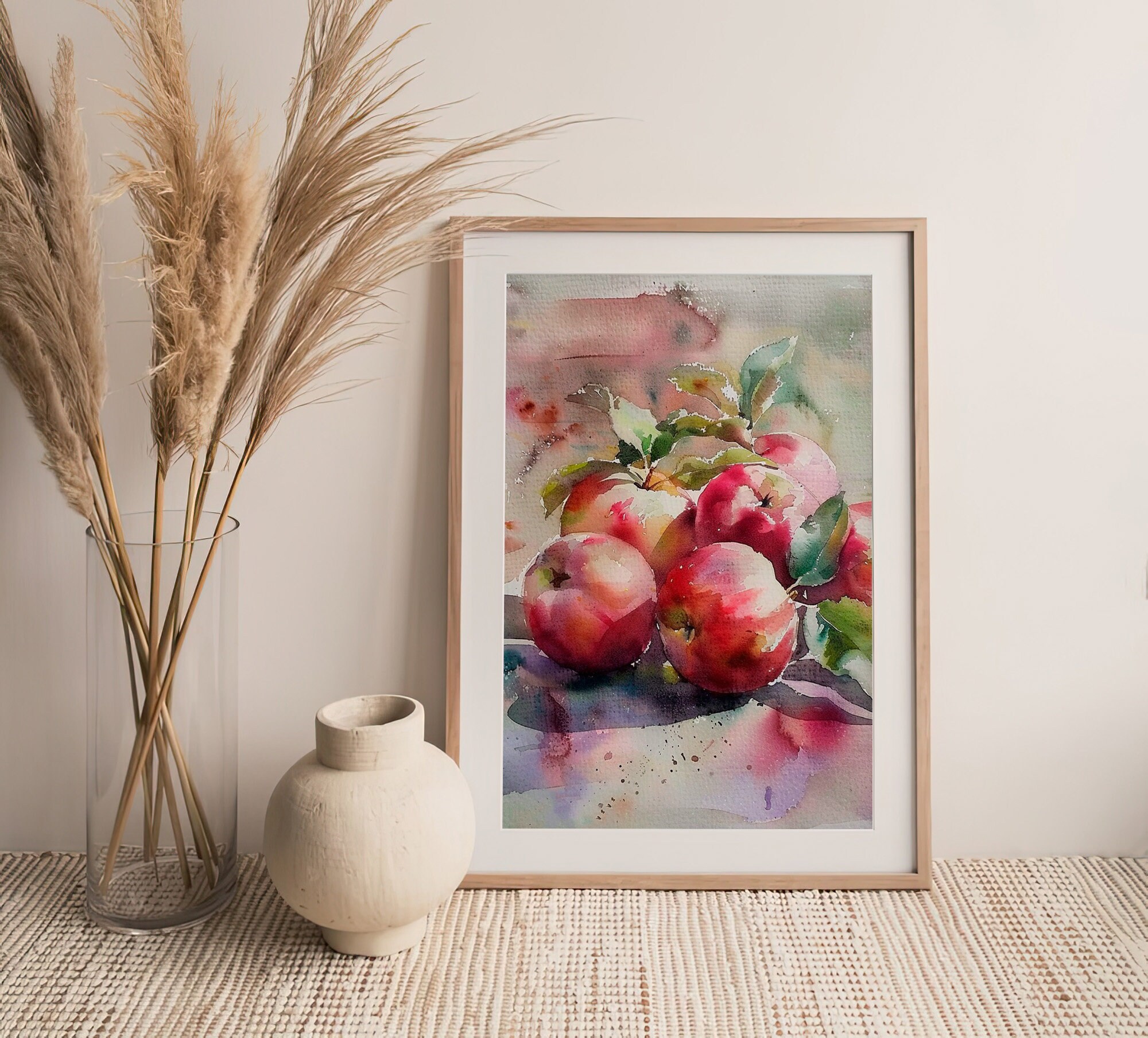 Apple Watercolor Painting Fruit Watercolor Art Print Apple Artwork ...