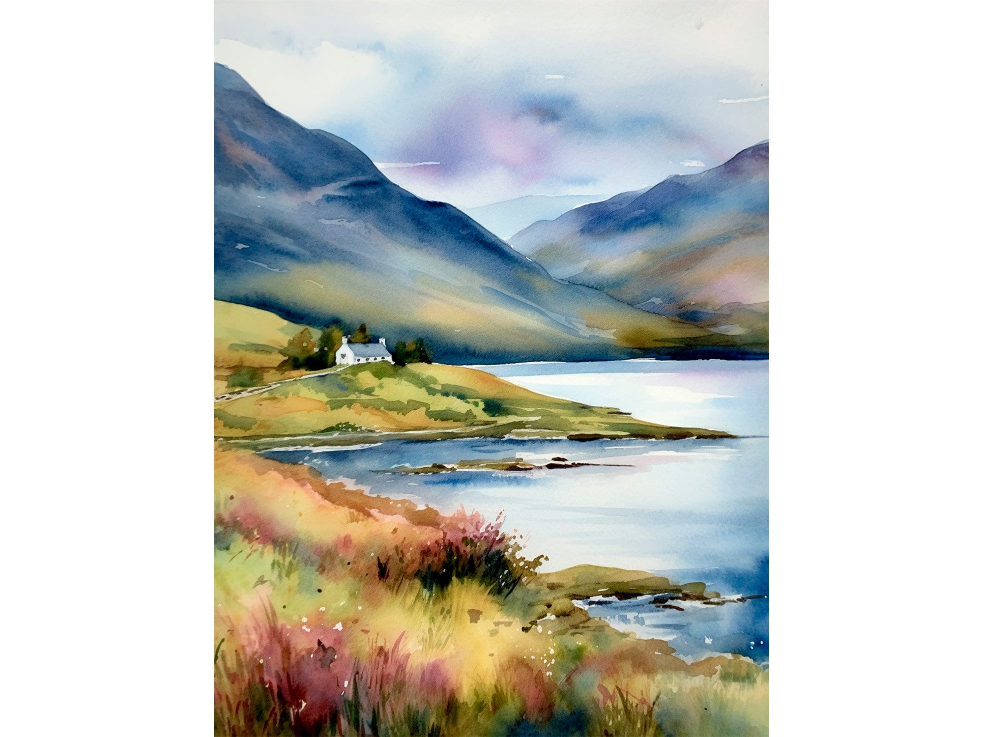 Lake District Painting England Countryside Watercolor Art Print lake-district-painting-england-countryside-watercolor-art-print
