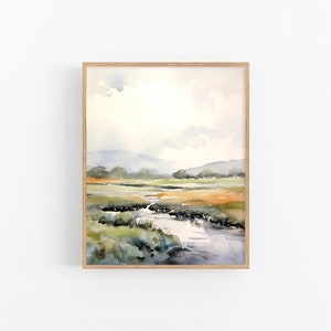 Ireland Fields Watercolor Art Print Irish Countryside Landscape Painting Irish Artwork