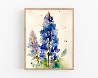 Bluebonnet Blumen Kunstdruck Blumen Kunstwerk Blumen Aquarell Kunst