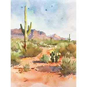 Sedona, Arizona, dipinto, paesaggio dell'Arizona, acquerello, arte, cactus, stampa murale, decorazione per la casa, regali primaverili di FeelingPrints