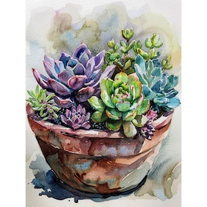 Succulent Watercolor Painting Botanical Art Print Cactus Wall Art Print Kitchen Wall Decor by FeelingPrints