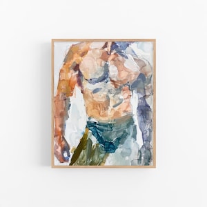 Gay Bodies Watercolor Art Male Body Watercolor Painting Gay Art Print Gifts for Him by FeelingPrints