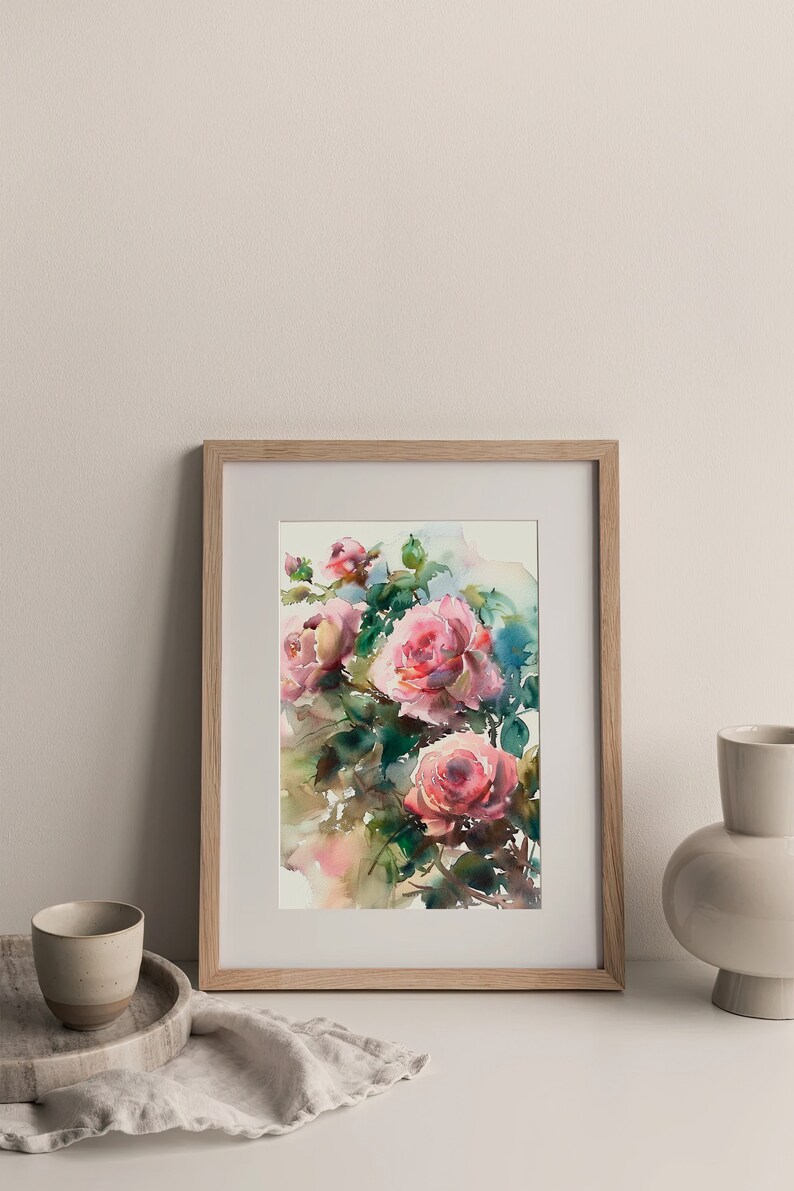 Roses Watercolor Painting Rose Flowers Art Print Floral Wall Decor ...