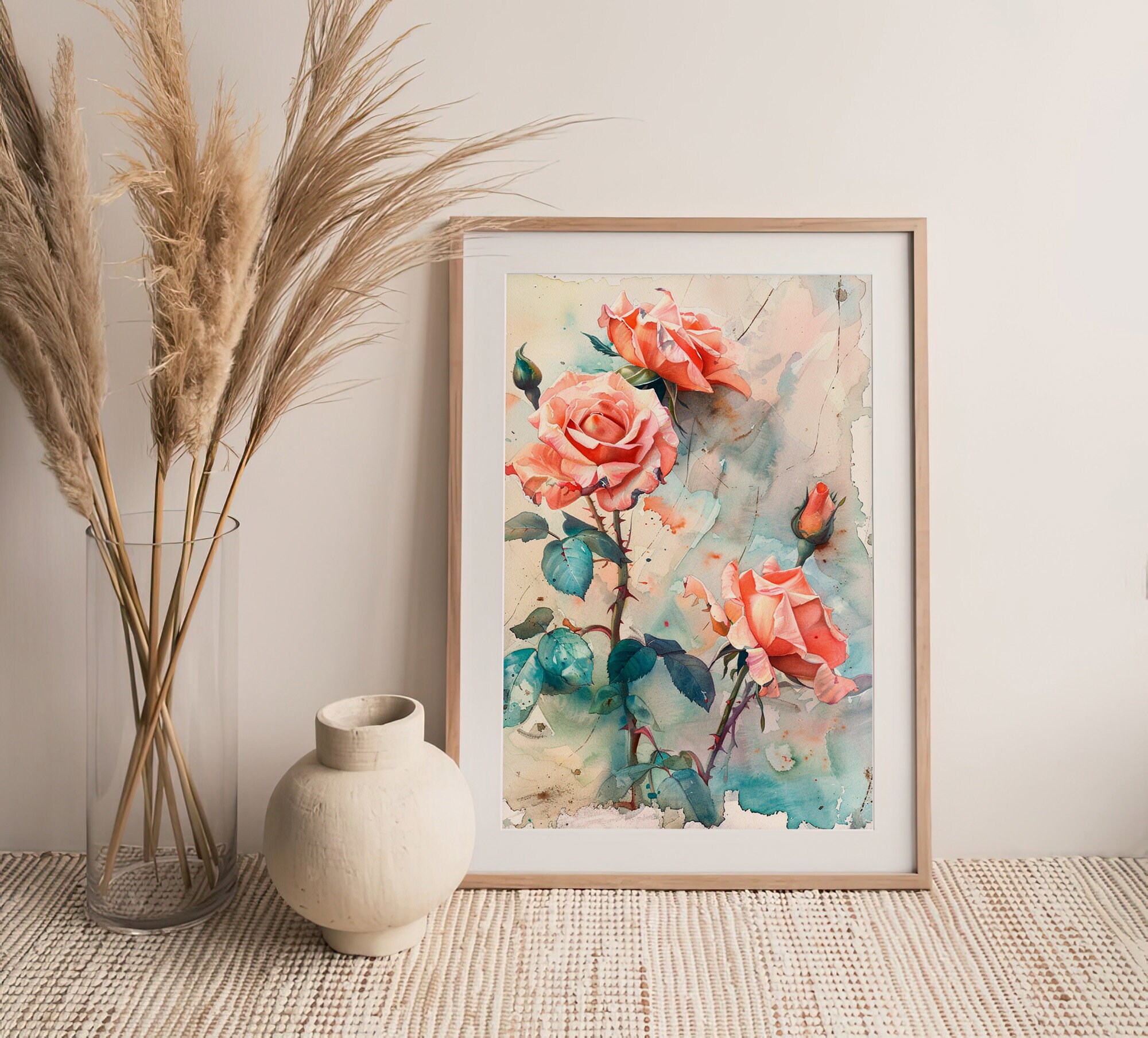 Rose Painting Spring Flowers Watercolor Art Print Floral Wall Decor ...