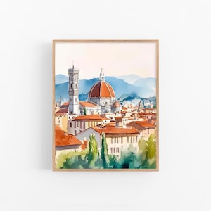 Florence Cityscape Watercolor Painting Florence Watercolor Fine Art Print Italian Scene Wall Art Poster Travel Gift by FeelingPrints