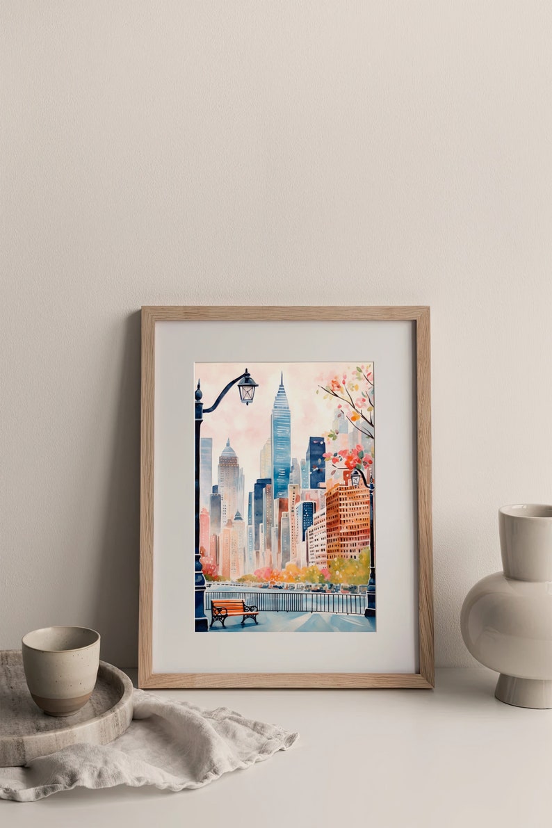 New York City Art Print Painting Cityscape Watercolor Art Print Travel ...