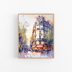 Paris Cityscape Watercolor Art Poster Travel Art Print France Cityscape Wall Art Decor by FeelingPrints