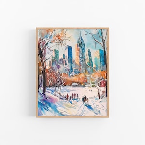 Winter Central Park Art Print NYC Watercolor Painting New York Wall Art Decor by FeelingPrints