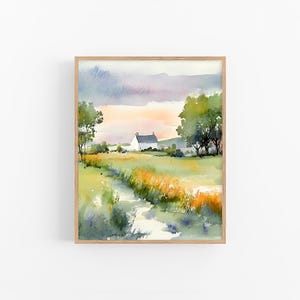 Irish Cottage Watercolor Painting Irish Landscape Watercolor Art Print Ireland Landscape Wall Art Decor Gifts by FeelingPrints