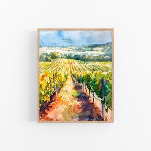 Napa Valley Watercolor Art California Vineyards Watercolor Painting Travel Art Poster Gifts by FeelingPrints