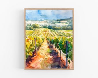 Arte ad acquerello della Napa Valley, vigneti della California, pittura ad acquerello, poster di viaggio, regali di FeelingPrints
