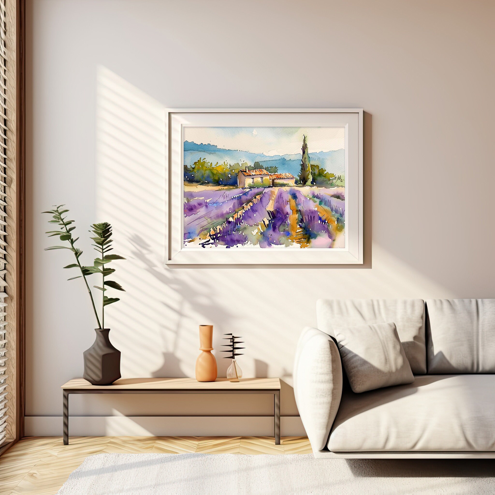 Provence Countryside Painting Lavender Fields Art Print France Rustic ...