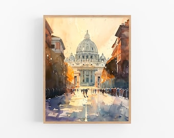« Impression d'art aquarelle paysage urbain de Rome, aquarelle paysage urbain italien, cadeaux de voyage » par FeelingPrints