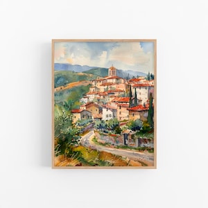 Tuscany Painting Vineyards Countryside Art Print Italian Landscape Watercolor Painting Travel Art Poster by FeelingPrints