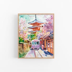 Kyoto Art Print Japan stadsgezicht aquarel schilderij reizen kunst poster cadeaus door FeelingPrints