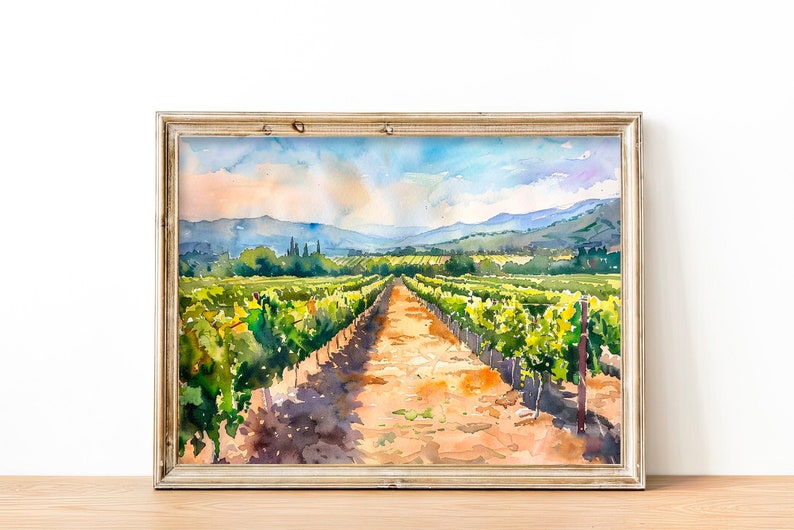 Napa Valley Print Winery Estates Watercolor Art Painting California ...