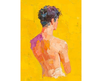 Figura masculina, pintura al óleo, impresión artística, cuerpo gay, obra de arte moderna, arte de pared, regalo de FeelingPrints
