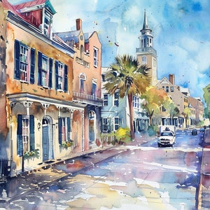 Charleston Art Print South Carolina Watercolor Painting Charleston Wall Art Rustic Decor Kitchen Wall Art Travel Gifts by FeelingPrints