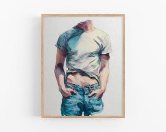 Gay Body Watercolor Painting Gay Artwork Male Bodies Wall Art Decor Gift by FeelingPrints