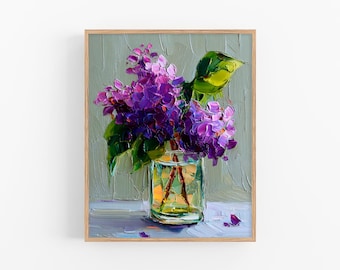 水彩画の花瓶、バラのガラス花瓶、オリジナル絵画、ガラスに入った