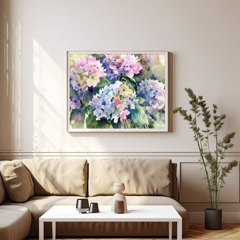 Hydrangea Watercolor Art Print Floral Painting Spring Decor for Home Rustic Wall Art Gifts for Her by FeelingPrints image 7